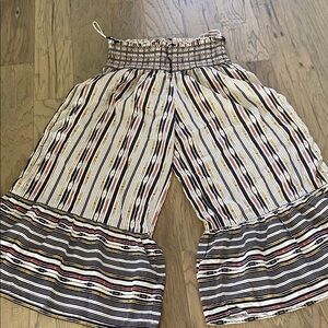 Anthropologie Striped Cropped Pants with Flared Hem